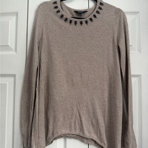 Simply Vera Vera Wang Taupe Handkerchief Hem Necklace Sweater